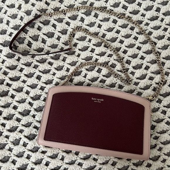 Michael Kors Maroon and Pink w/Gold hardware crossbody purse - Picture 1 of 6